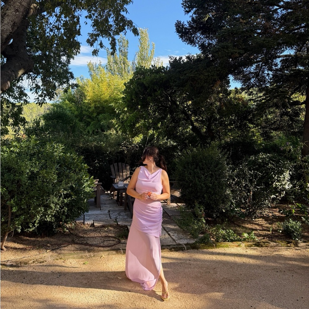 Meshki Daria Draped Chiffon Maxi Dress